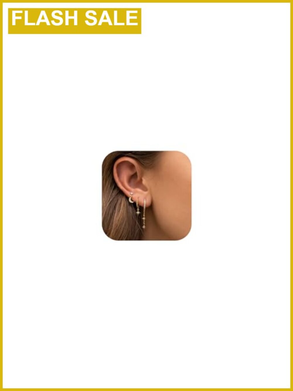 14K Gold Plated 3 Pair Earrings Set Dainty Stud Hoop Mix Butterfly Moon